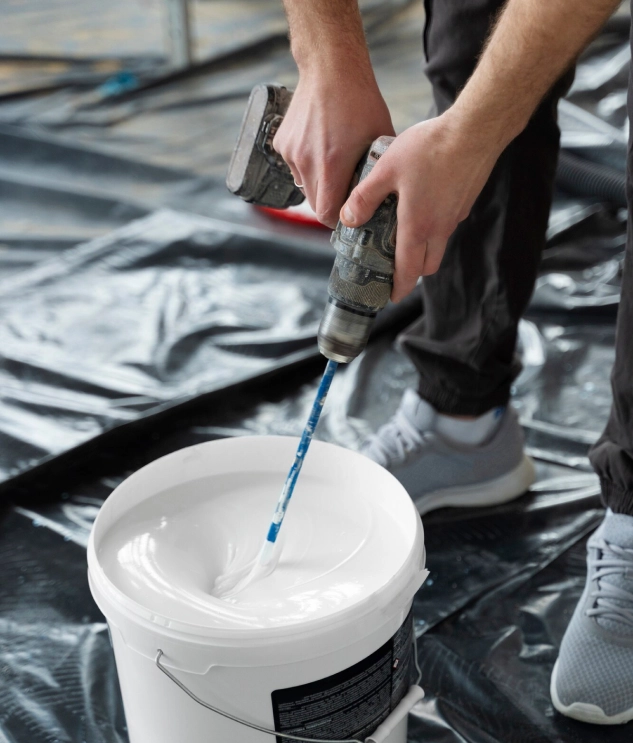 Waterproof coating mixing